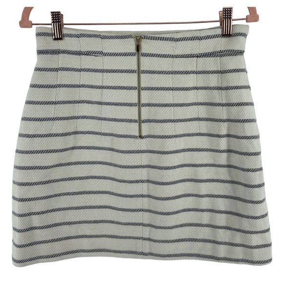 H&M Women's Size 10 Cream/White/Black Tweed Striped Summer Mini Skirt - Picture 2 of 6